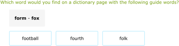 IXL - Use guide words (Year 7 English practice)