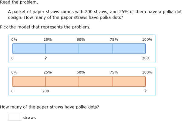 IXL - Solve percent problems using bar models (Year 7 maths practice)