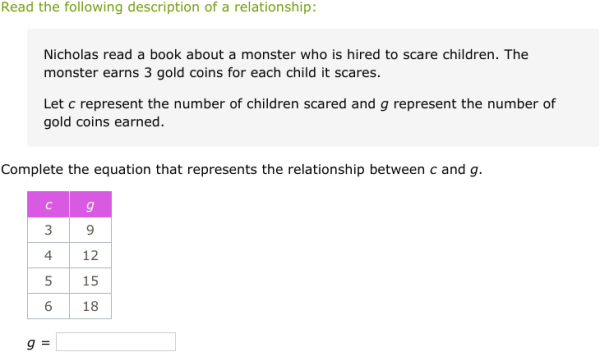 IXL - Write a two-variable equation (Year 6 maths practice)