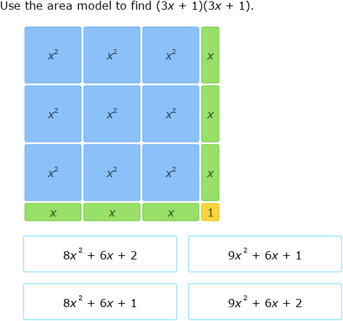 IXL - Multiply polynomials using algebra tiles (Year 9 maths practice)