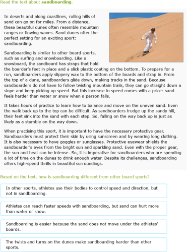 IXL - Read about sports and hobbies (Year 6 English practice)