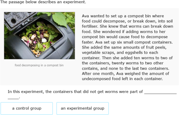 IXL - Identify control and experimental groups (Year 10 science practice)