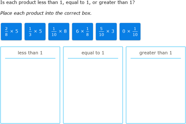 IXL - Multiply fractions and whole numbers: sorting (Year 8 maths practice)