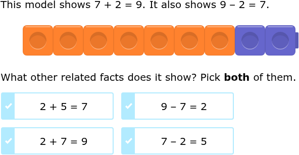 IXL - Related facts with models - numbers up to 10 (Year 1 maths practice)