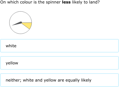 IXL - More, less and equally likely (Year 3 maths practice)