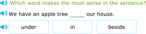 IXL - Select the best preposition to complete the sentence (Year 2