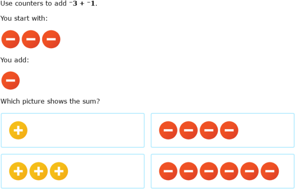 IXL - Add integers using counters (Year 8 maths practice)