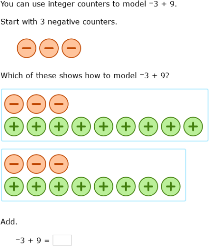 IXL - Add integers using counters (Year 7 maths practice)