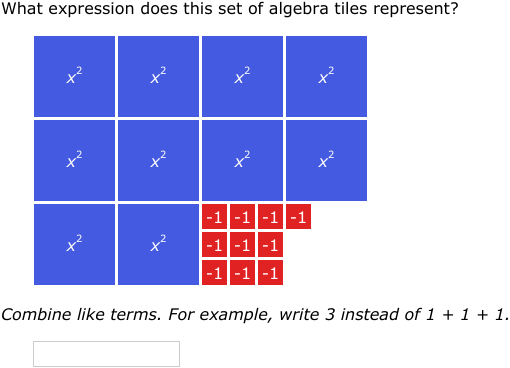 IXL - Model polynomials with algebra tiles (Year 11 maths practice)