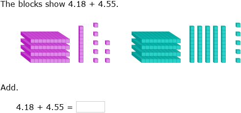 IXL - Add decimal numbers using blocks (Year 4 maths practice)