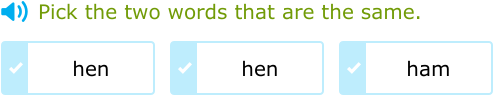 IXL - Choose the two words that are the same (Year 1 English practice)