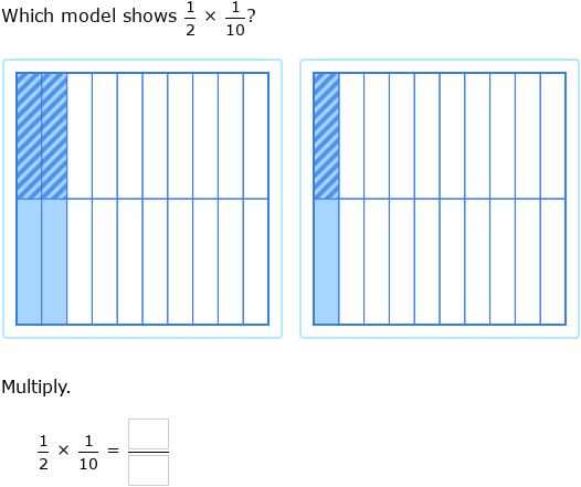 IXL - Multiply two fractions using models (Year 8 maths practice)