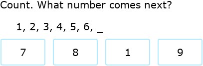 IXL - What number comes next? - up to 10 (Year 1 maths practice)