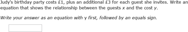 IXL - Write a linear equation: word problems (Year 9 maths practice)